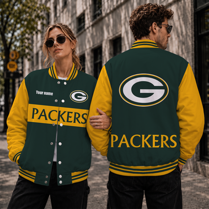 [TOUCHDOWN DEAL] NEW CUSTOMIZED NFL08 GBP GREEN BAY PACKERS SATIN VARSITY & BASEBALL JACKET