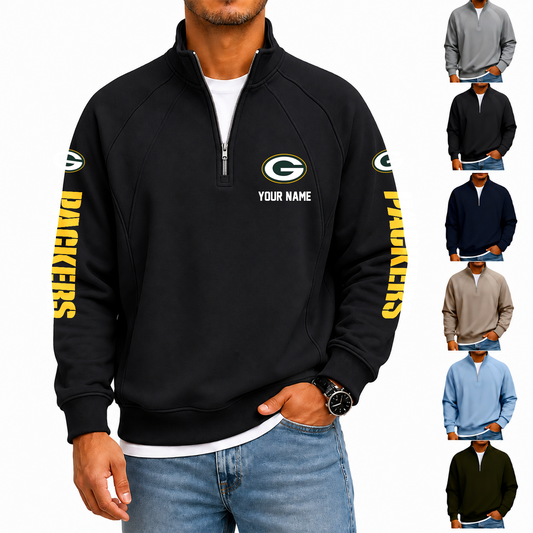 [TOUCHDOWN DEAL] NEW CUSTOMIZED NFL08 GBP GREEN BAY PACKERS MEN'S QUARTER ZIP PULLOVER