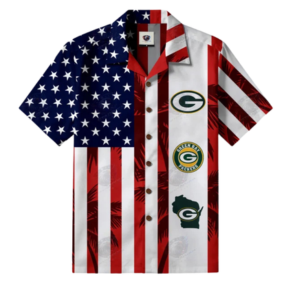 [TOUCHDOWN DEAL] NEW CUSTOMIZED NFL08 GBP GREEN BAY PACKERS PATRIOTIC 250 USA HAWAIIAN SHIRT