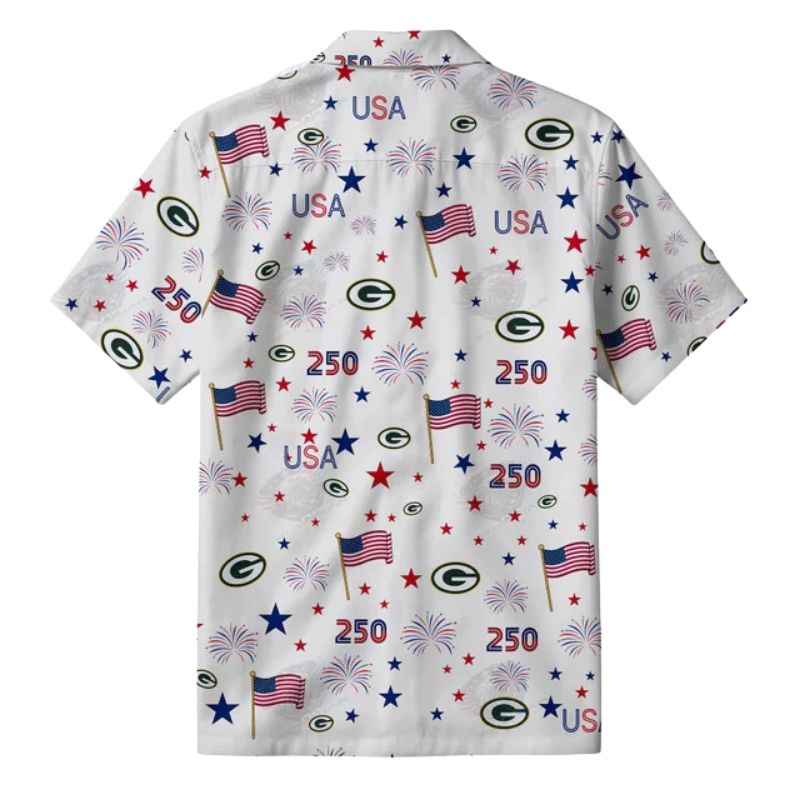[TOUCHDOWN DEAL] NEW CUSTOMIZED NFL08 GBP GREEN BAY PACKERS PATRIOTIC 250 USA HAWAIIAN SHIRT