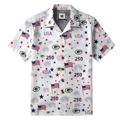 [TOUCHDOWN DEAL] NEW CUSTOMIZED NFL08 GBP GREEN BAY PACKERS PATRIOTIC 250 USA HAWAIIAN SHIRT