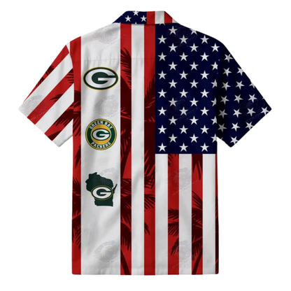 [TOUCHDOWN DEAL] NEW CUSTOMIZED NFL08 GBP GREEN BAY PACKERS PATRIOTIC 250 USA HAWAIIAN SHIRT