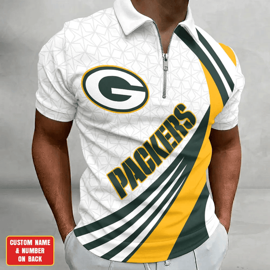 [TOUCHDOWN DEAL] NEW CUSTOMIZED NFL08 GBP GREEN BAY PACKERS ZIP POLO SHIRT