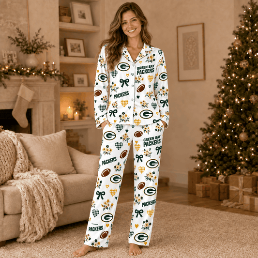 [TOUCHDOWN DEAL] NEW CUSTOMIZED NFL08 GBP GREEN BAY PACKERS HALLOWEEN LONG PAJAMAS SET