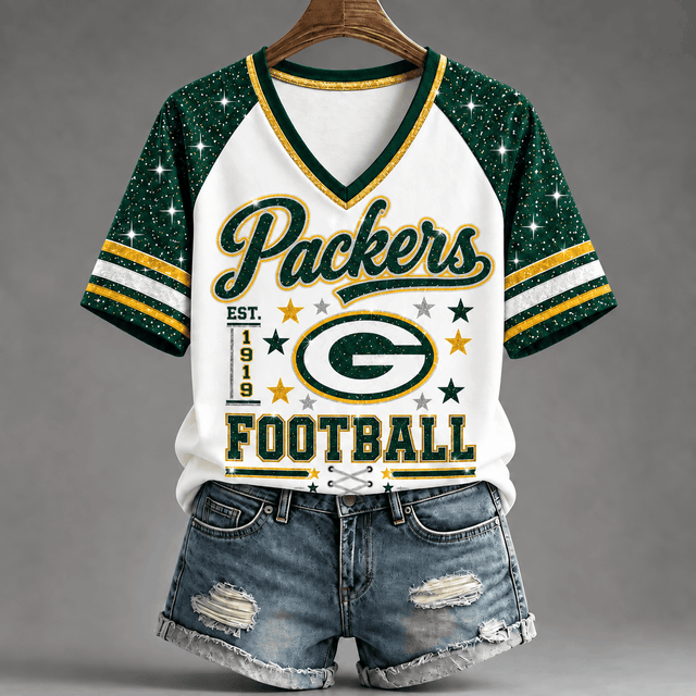 [TOUCHDOWN DEAL] NEW CUSTOMIZED NFL08 GBP THE PACKERS BUC-EE'S V-NECK FEMALE SHIRT