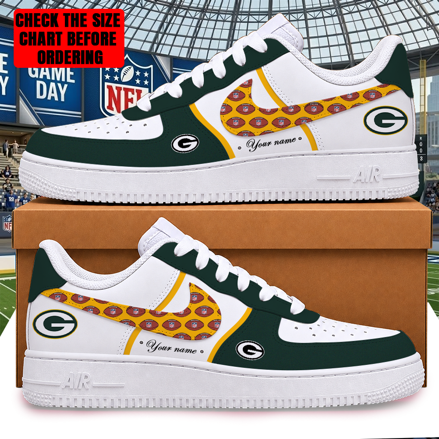 [TOUCHDOWN DEAL] NEW CUSTOMIZED NFL08 GBP GREEN BAY PACKERS AF1 SHOES