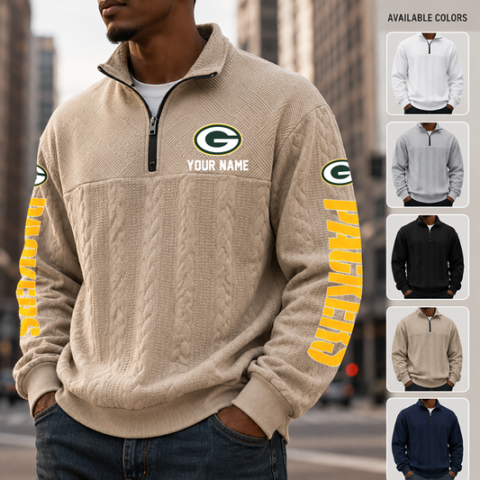 [TOUCHDOWN DEAL] NEW CUSTOMIZED NFL08 GBP GREEN BAY PACKERS MULTICOLOR QUARTER-ZIP SWEATSHIRT