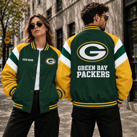 [TOUCHDOWN DEAL] NEW CUSTOMIZED NFL08 GBP GREEN BAY PACKERS SATIN VARSITY & BASEBALL JACKET