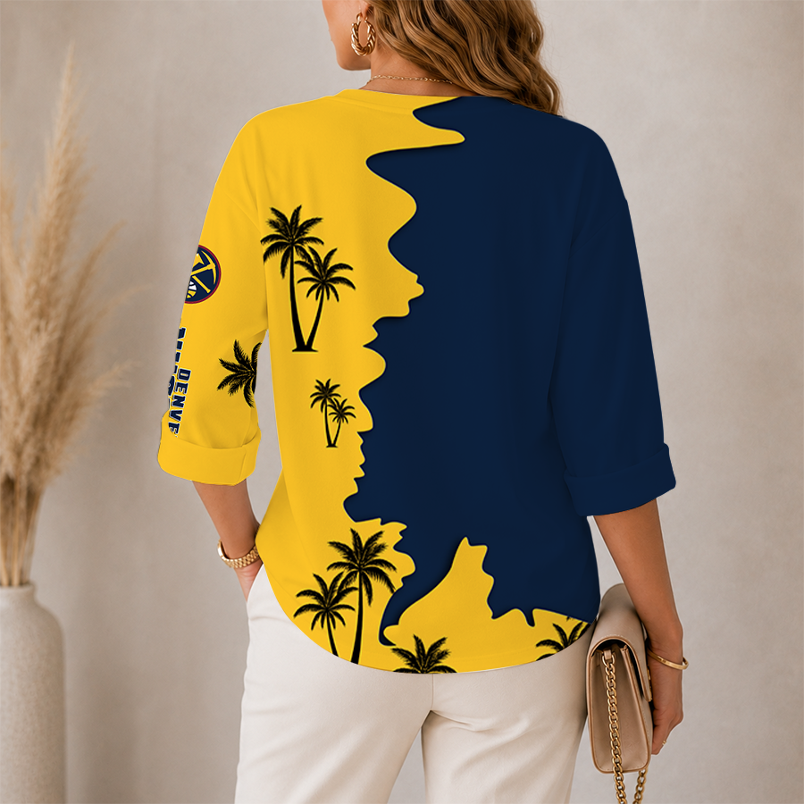 [HOT DEAL] NEW CUSTOMIZED NBA08 DNU DENVER NUGGETS WOMEN'S V-NECK LONG SLEEVE SHIRT