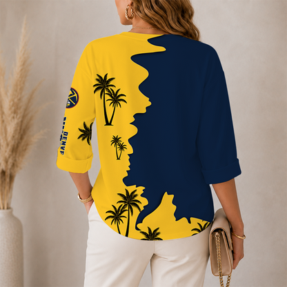 [HOT DEAL] NEW CUSTOMIZED NBA08 DNU DENVER NUGGETS WOMEN'S V-NECK LONG SLEEVE SHIRT