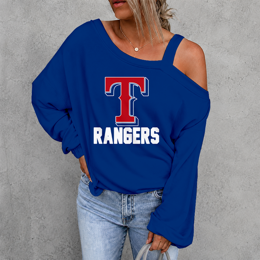 [HOMERUN DEAL] NEW CUSTOMIZED MLB08 TRS TEXAS RANGERS WOMEN'S OFF-SHOULDER LONG SLEEVE SHIRT
