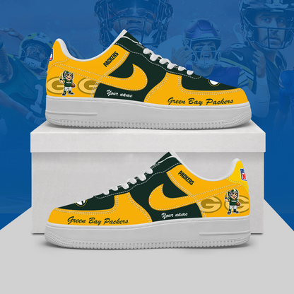 [TOUCHDOWN DEAL] NEW CUSTOMIZED NFL08 GBP GREEN BAY PACKERS AF1 SHOES