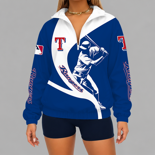 [HOMERUN DEAL] NEW CUSTOMIZED MLB08 TRS TEXAS RANGERS V-NECK ZIPPER SWEATSHIRT JACKET