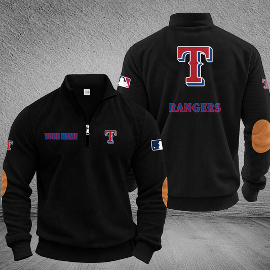 [HOMERUN DEAL] NEW CUSTOMIZED MLB08 TRS TEXAS RANGERS MULTICOLOR STRIPED QUATER ZIP SWEATSHIRT