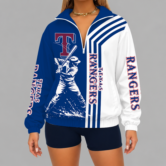 [HOMERUN DEAL] NEW CUSTOMIZED MLB08 TRS TEXAS RANGERS V-NECK ZIPPER SWEATSHIRT JACKET