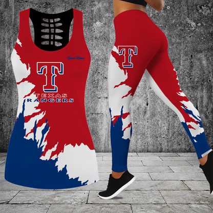 [HOMERUN DEAL] NEW CUSTOMIZED MLB08 TRS TEXAS RANGERS HOLLOW TANK TOP & LEGGINGS SET