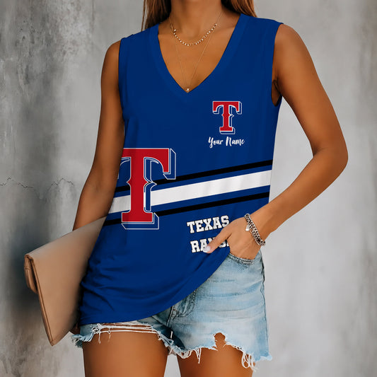 [HOMERUN DEAL] NEW CUSTOMIZED MLB08 TRS TEXAS RANGERS WOMEN'S V-NECK TANK TOP