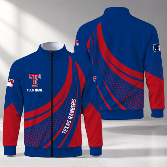 [HOMERUN DEAL] NEW CUSTOMIZED MLB08 TRS TEXAS RANGERS STAND COLLAR JACKET