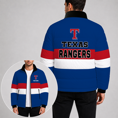 [HOMERUN DEAL] NEW CUSTOMIZED MLB 08 THE RANGERS PUFFER JACKET