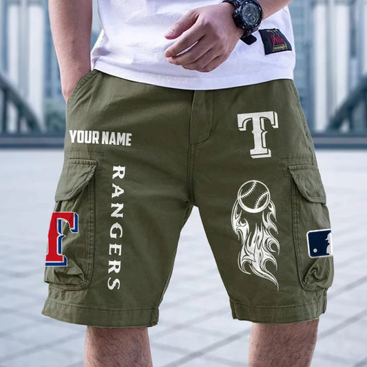 [HOMERUN DEAL] NEW CUSTOMIZED MLB08 TRS TEXAS RANGERS MEN'S CARGO SHORTS