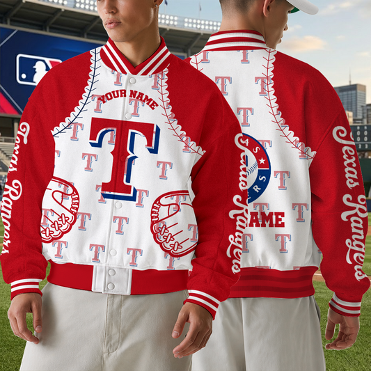 [HOMERUN DEAL] NEW CUSTOMIZED MLB08 TRS TEXAS RANGERS SATIN VARSITY & BASEBALL JACKET