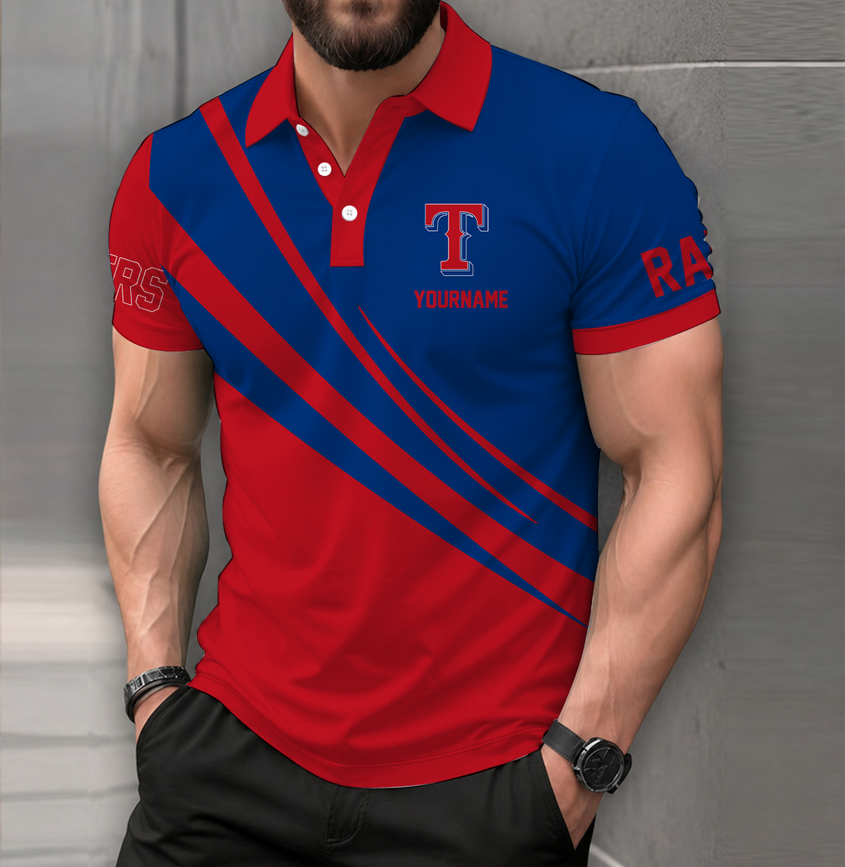 [HOMERUN DEAL] NEW CUSTOMIZED MLB08 TRS TEXAS RANGERS POLO SHIRT
