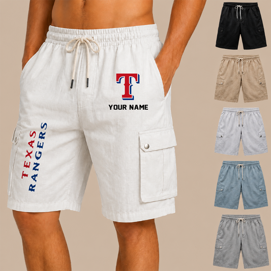 [HOMERUN DEAL] NEW CUSTOMIZED MLB08 TRS TEXAS RANGERS MEN'S DRAWSTRING CARGO SHORTS