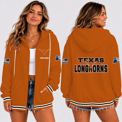 [SLAM DUNK DEAL] NEW CUSTOMIZED NCAA MAM08 TXL TEXAS LONGHORNS STRAPPY ZIP HOODIE