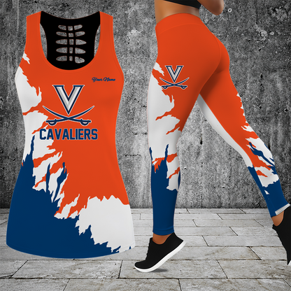 [HOOPS SPECIAL] NEW CUSTOMIZED NCAA CFH08 VIC VIRGINIA CAVALIERS HOLLOW TANK TOP & LEGGINGS SET