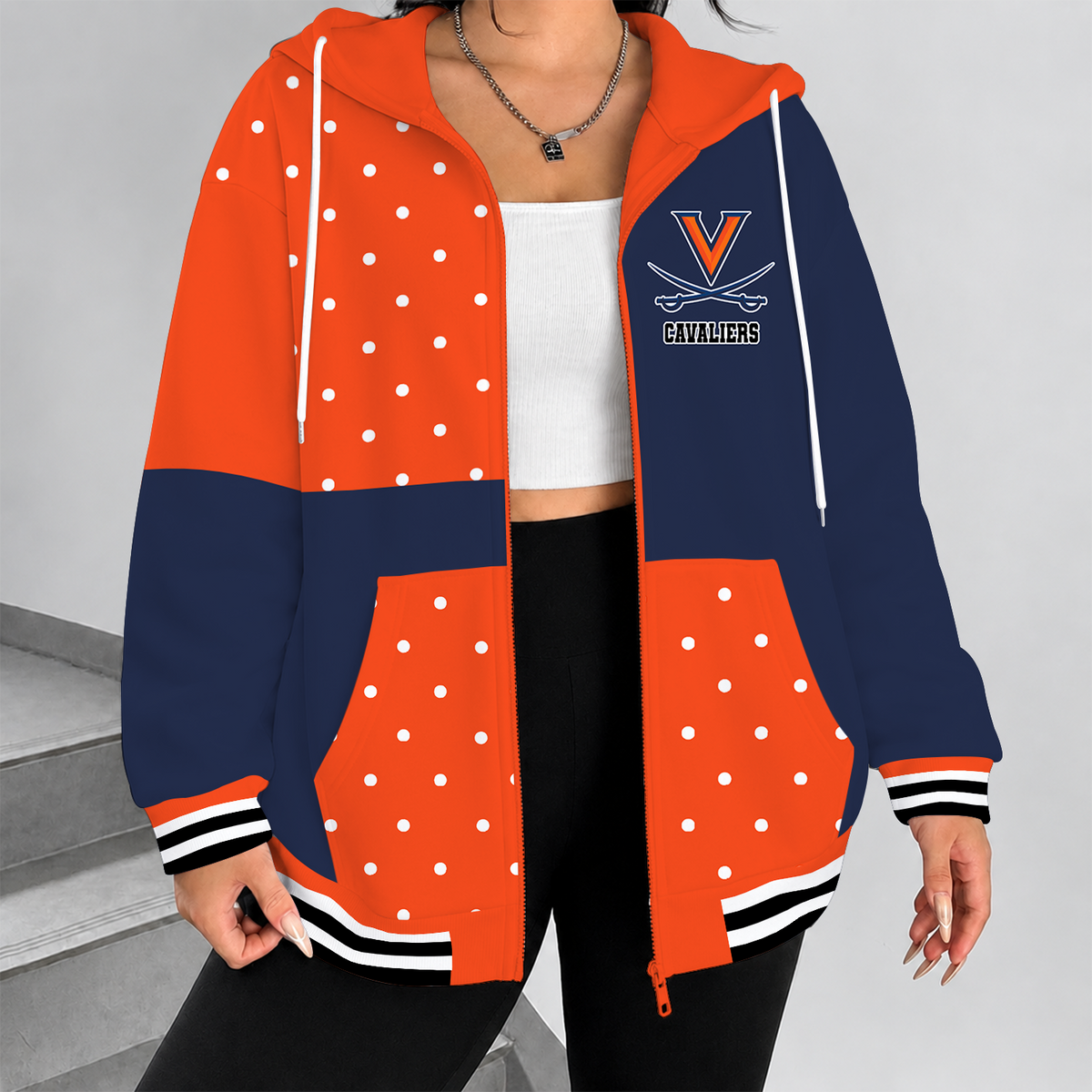 [HOOPS SPECIAL] NEW CUSTOMIZED NCAA CFH08 VIC VIRGINIA CAVALIERS STRAPPY ZIP HOODIE