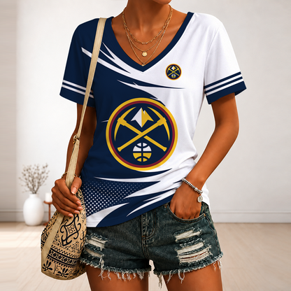 [HOT DEAL] NEW CUSTOMIZED NBA08 DNU DENVER NUGGETS V-NECK FEMALE SHIRT