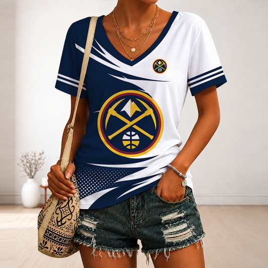 [HOT DEAL] NEW CUSTOMIZED NBA08 DNU DENVER NUGGETS V-NECK FEMALE SHIRT