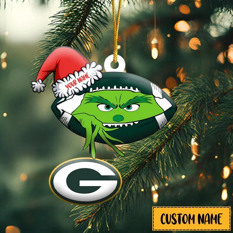 [TOUCHDOWN DEAL] NEW CUSTOMIZED NFL08 GBP GREEN BAY PACKERS CHRISTMAS ACRYLIC ORNAMENT