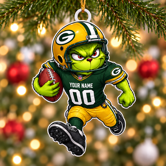 [TOUCHDOWN DEAL] NEW CUSTOMIZED NFL08 GBP GREEN BAY PACKERS CHRISTMAS ACRYLIC ORNAMENT