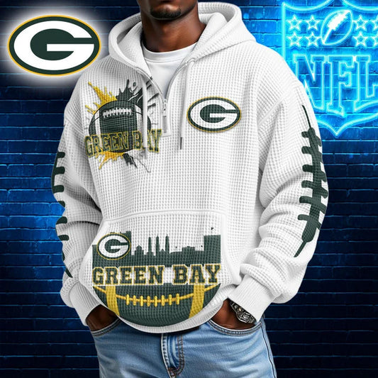 [TOUCHDOWN DEAL] NEW CUSTOMIZED NFL08 GBP GREEN BAY PACKERS WAFFLE FULL ZIP HOODIE