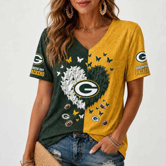 [TOUCHDOWN DEAL] NEW CUSTOMIZED NFL08 GBP GREEN BAY PACKERS V-NECK FEMALE SHIRT
