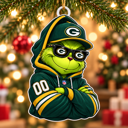[TOUCHDOWN DEAL] NEW CUSTOMIZED NFL08 GBP GREEN BAY PACKERS CHRISTMAS ACRYLIC ORNAMENT