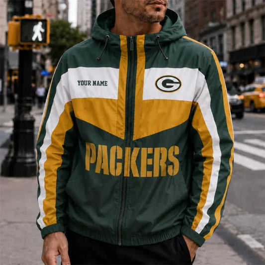 [TOUCHDOWN DEAL] NEW CUSTOMIZED NFL08 GBP GREEN BAY PACKERS WINDBREAKER JACKET