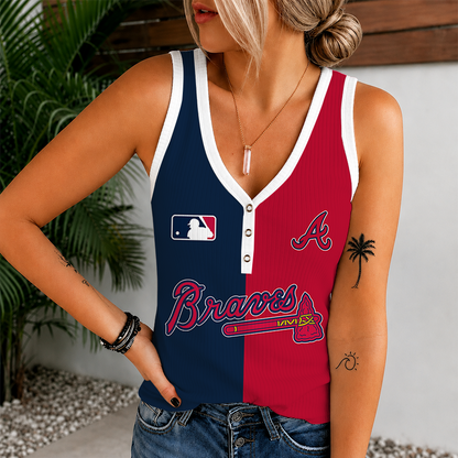 [HOMERUN DEAL] NEW CUSTOMIZED MLB09 ABS ATLANTA BRAVES WOMEN'S V-NECK TANK TOP