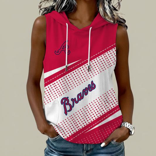 [HOMERUN DEAL] NEW CUSTOMIZED MLB09 ABS ATLANTA BRAVES WOMEN'S SLEEVELESS HOODED POCKET TANK TOP