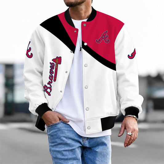 [HOMERUN DEAL] NEW CUSTOMIZED MLB09 ABS ATLANTA BRAVES SATIN VARSITY & BASEBALL JACKET