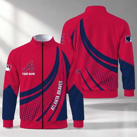 [HOMERUN DEAL] NEW CUSTOMIZED MLB09 ABS ATLANTA BRAVES STAND COLLAR JACKET
