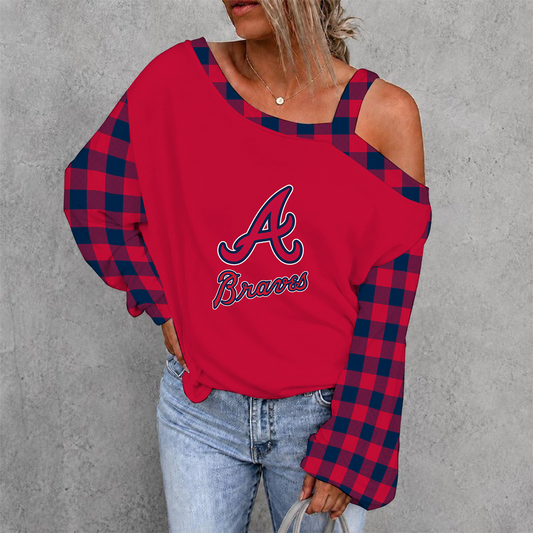 [HOMERUN DEAL] NEW CUSTOMIZED MLB09 ABS ATLANTA BRAVES WOMEN'S OFF-SHOULDER LONG SLEEVE SHIRT