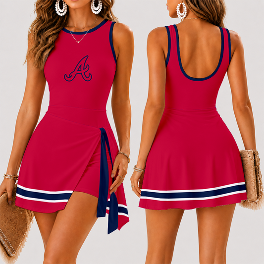 [HOMERUN DEAL] NEW CUSTOMIZED MLB09 ABS ATLANTA BRAVES WOMEN'S SUMMER SKORT DRESS