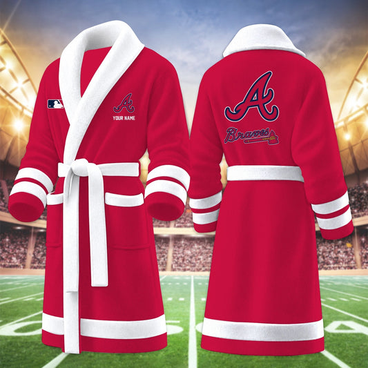 [HOMERUN DEAL] NEW CUSTOMIZED MLB09 ABS ATLANTA BRAVES MULTICOLOR FLEECE BATHROBE