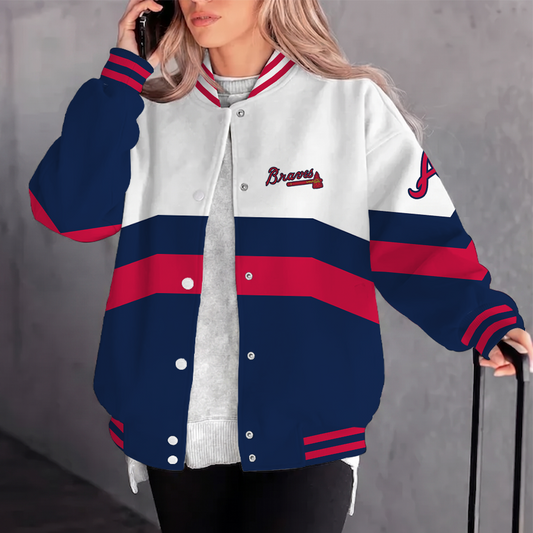 [HOMERUN DEAL] NEW CUSTOMIZED MLB09 ABS ATLANTA BRAVES SATIN VARSITY & BASEBALL JACKET