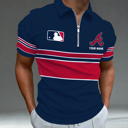 [HOMERUN DEAL] NEW CUSTOMIZED MLB09 ABS ATLANTA BRAVES ZIP POLO SHIRT
