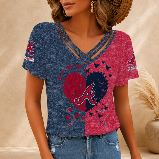 [HOMERUN DEAL] NEW CUSTOMIZED MLB09 ABS ATLANTA BRAVES V-NECK SHIRT