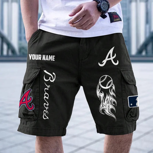 [HOMERUN DEAL] NEW CUSTOMIZED MLB09 ABS ATLANTA BRAVES MEN'S CARGO SHORTS