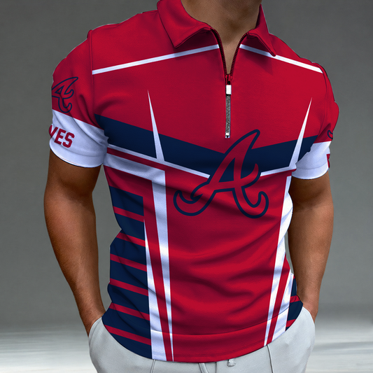 [HOMERUN DEAL] NEW CUSTOMIZED MLB09 ABS ATLANTA BRAVES ZIP POLO SHIRT